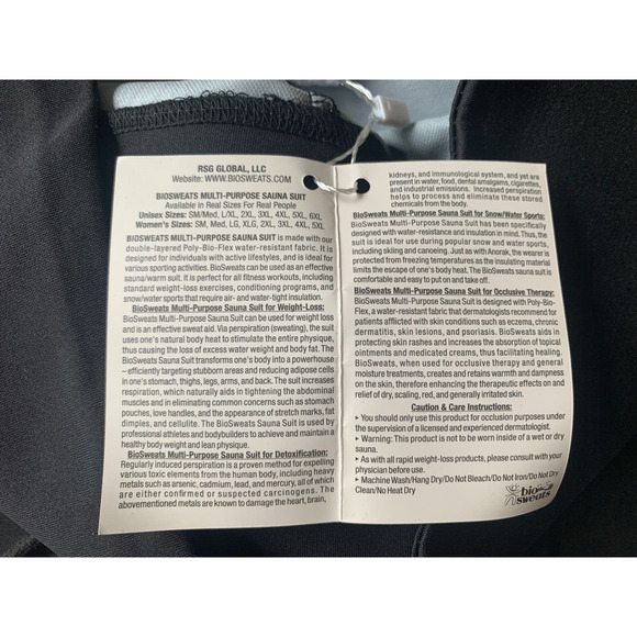 NWT BIO SWEAT Pants Womens Medium 8-10 Black Multi Purpose Sauna Suit WeightLoss - Picture 7 of 13